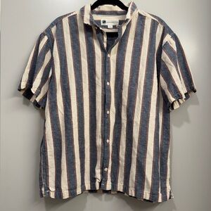 Aeropostale Striped Hemp Blend Button Down Shirt Casual Short Sleeve